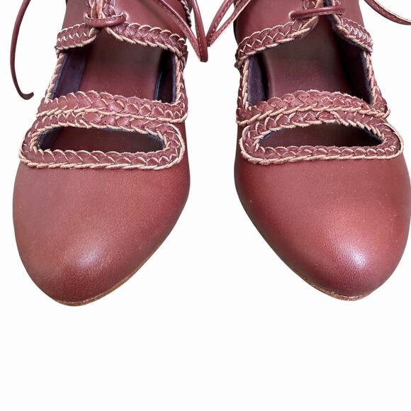 Bali Elf Maroon Leather Mary Jane Oxford Heels Size 8.5 NWOB - Picture 4 of 12